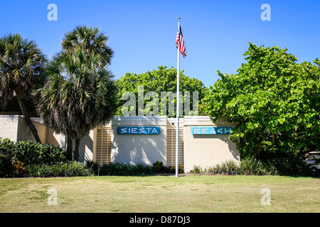 Siesta Key Beach signe officiel et Welcome Center en Floride Banque D'Images