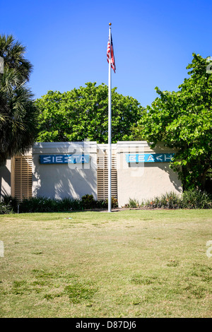 Siesta Key Beach signe officiel et Welcome Center en Floride Banque D'Images