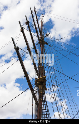 Mâts espars et gréement RSS Discovery Dundee. Navire d'exploration polaire Banque D'Images