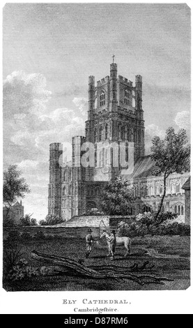 Une gravure intitulée ' Cathédrale d'Ely, Cambridgeshire ' numérisées à haute résolution à partir d'un livre publié en 1801. Banque D'Images