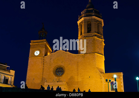 Église paroissiale de Sant Bartomeu y Santa Tecla (S. XVII), Sitges, Catalogne, Espagne Banque D'Images