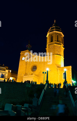 Église paroissiale de Sant Bartomeu y Santa Tecla (S. XVII), Sitges, Catalogne, Espagne Banque D'Images