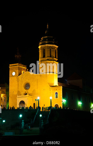 Église paroissiale de Sant Bartomeu y Santa Tecla (S. XVII), Sitges, Catalogne, Espagne Banque D'Images