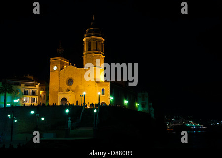 Église paroissiale de Sant Bartomeu y Santa Tecla (S. XVII), Sitges, Catalogne, Espagne Banque D'Images