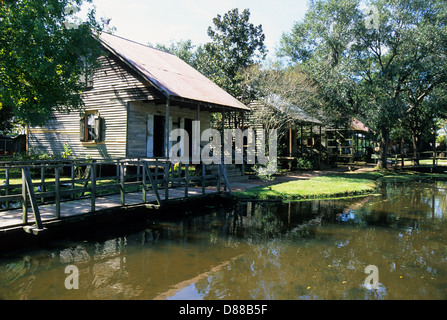 La Louisiane, Elk283-3714 Pays Cajun, Lafayette, l'Acadian Village, vue sur village Banque D'Images