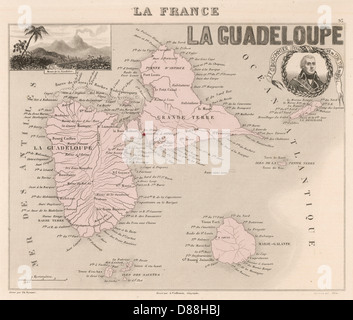 La carte de la Guadeloupe Banque D'Images