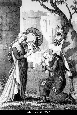 Lady Knight Helmet Banque D'Images