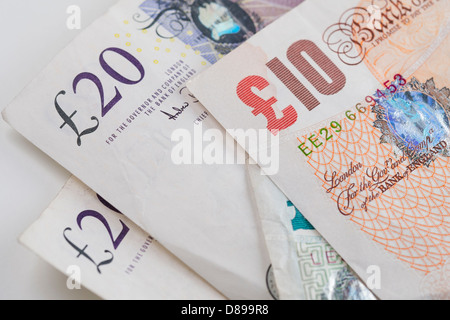 Billets de banque britannique, en Livres Sterling. Banque D'Images