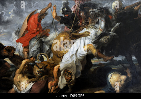 Peter Paul Rubens (1577-1640). A été un peintre baroque flamand. Chasse aux lions, 1621. Le style baroque. Banque D'Images