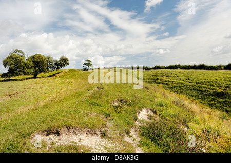 Camp Warham Âge de fer fort. L'article de la Banque mondiale et double défensive massive fossé. Plus de 2000 ans. Norfolk, Angleterre Banque D'Images