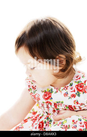 Jeune fille closeup portrait mignon profil Banque D'Images