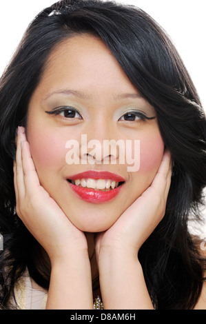 Asian girl smiling libre de porter du maquillage Banque D'Images