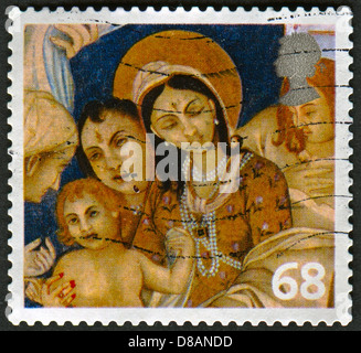 UK - circa 2005 : timbre imprimé au Royaume-Uni montre image de la Sainte Vierge et l'Enfant Jésus (de l'Inde), vers 2005. Banque D'Images