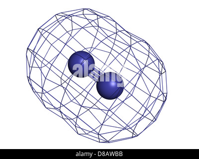 L'azote élémentaire (N2), le modèle moléculaire. L'azote est le principal composant de l'atmosphère de la Terre. Banque D'Images