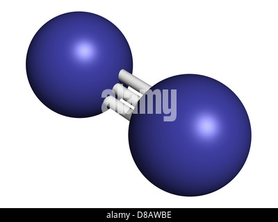 L'azote élémentaire (N2), le modèle moléculaire. L'azote est le principal composant de l'atmosphère de la Terre. Banque D'Images