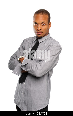 Black Man isolé sur fond blanc Banque D'Images