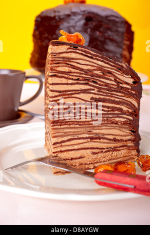 Gâteau de crêpes au chocolat Banque D'Images