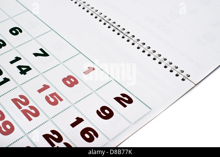 Le calendrier, la semaine dans le calendrier papier portant sur la table. Banque D'Images