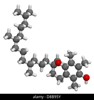 La vitamine E (alpha-tocophérol), le modèle moléculaire. Les atomes sont représentés comme des sphères avec codage couleur classiques Banque D'Images