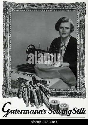 Publicité pour les fils de soie à coudre Gutermann 1935 Banque D'Images