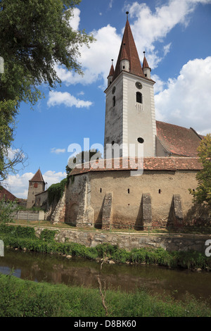 Église fortifiée de Großau, construit en 1498. Cristian, dt ou Großau Grißau Grossau, Saxon : est, un village de Transylvanie, Roumanie Banque D'Images