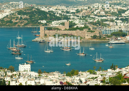 Le château de Bodrum et le port, Bodrum, Mugla, Turquie Banque D'Images