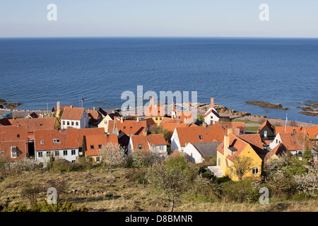 Gudhjem à la côte de la mer Baltique sur l'île de Bornholm, Danemark Banque D'Images