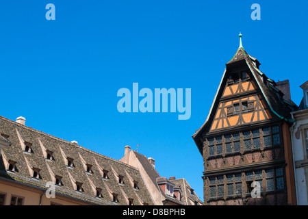 La Maison Kammerzell, dans Cathedral Plaza, l'un des bâtiments les plus célèbres de Strasbourg Alsace France Banque D'Images