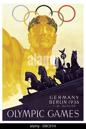 Jeux olympiques à Berlin 1936 Affiche officielle en langue anglaise Banque D'Images