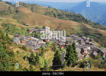 Le Longsheng Rizières en terrasses, Guilin, Guangxi, dans le sud de la Chine Banque D'Images