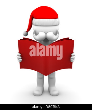 3d Santa avec big red book Banque D'Images