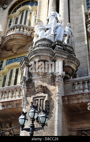 Les statues sur la façade extérieure du Grand Théâtre de La Havane, Cuba (le Gran Teatro de La Habana) Banque D'Images