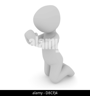 Un 3d character prier dans une église. Banque D'Images