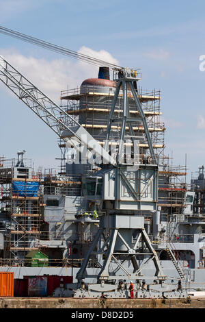 Liverpool, UK 25 mai 2013. Fort Rosalie HMS, ravitailleur de la Flotte royale Service auxiliaire, dans Cammell Laird Shipbuilders Ltd & réparateurs de navires ouverts au public sur le 70e anniversaire de la bataille de l'Atlantique 70) la commémoration et d'événements autour de Liverpool. La bataille de l'Atlantique a été la plus longue campagne militaire pendant la Seconde Guerre mondiale, à sa hauteur à partir de la mi-1940 jusqu'à la fin de 1943. Banque D'Images