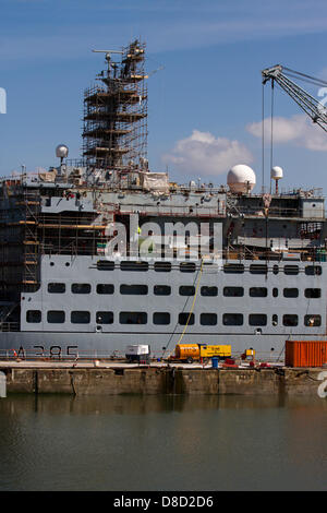 Liverpool, UK 25 mai 2013. Fort Rosalie HMS, ravitailleur de la Flotte royale Service auxiliaire, dans Cammell Laird Shipbuilders Ltd & réparateurs de navires ouverts au public sur le 70e anniversaire de la bataille de l'Atlantique 70) la commémoration et d'événements autour de Liverpool. La bataille de l'Atlantique a été la plus longue campagne militaire pendant la Seconde Guerre mondiale, à sa hauteur à partir de la mi-1940 jusqu'à la fin de 1943. Banque D'Images