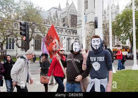 Londres, Royaume-Uni. 25 mai 2013. Lieu des manifestations contre les OGM Monsanto, fabricant de produits alimentaires à l'extérieur du Parlement de Londres dans le cadre d'une journée mondiale d'action contre le géant des semences, Monsanto. Crédit : Sébastien Remme /Alamy Live News Banque D'Images