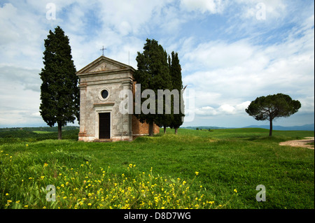 Chapelle Madonna di Vitaleta, près de San Quirico d'Orcia, Toscane, Italie, Europe - Cappella della Madonna di Vitaleta Banque D'Images