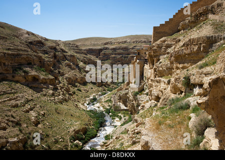 Grande Laure de Saint Sabbas le sanctifié (Mar Saba) monastère grec-orthodoxe, vallée du Cédron, Palestine Banque D'Images