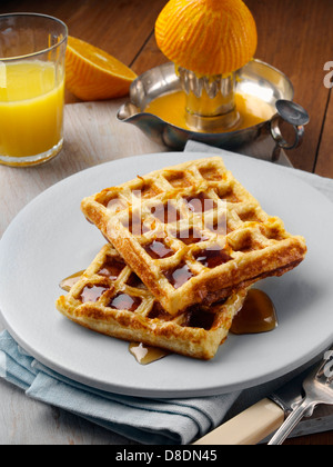 Waffle French Toast le petit déjeuner américain Banque D'Images