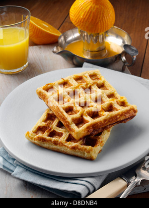 Waffle French Toast le petit déjeuner américain Banque D'Images