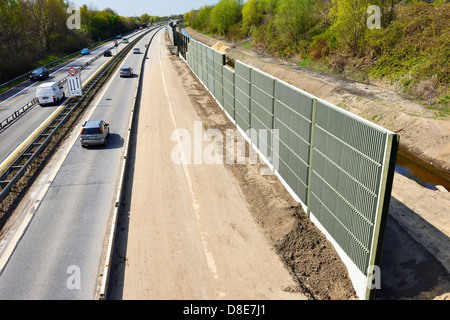 Construction de barrières contre le bruit sur l'autoroute 25, à Hambourg, Allemagne, Europe Banque D'Images