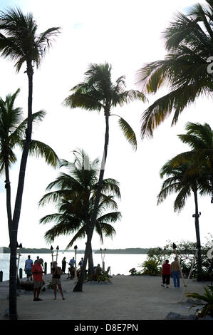 Les touristes se détendre sur une plage esplanade de la Florida Keys à Islamorada, Florida, USA, 26 mai 2013.Photo : Thomas Eisenhuth Banque D'Images