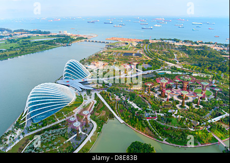 Une vue aérienne de Gardens by the Bay à Singapour. Banque D'Images