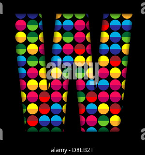 Vector - Alphabet Points couleur sur fond noir Banque D'Images