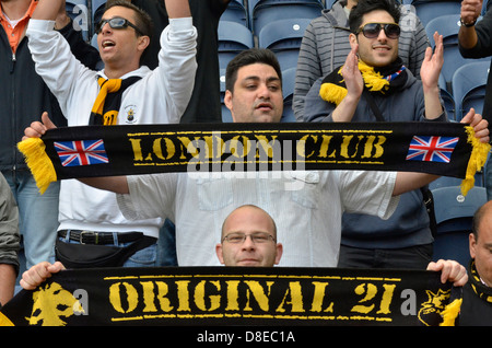 Fans de l'AEK Athènes lors d'une amicale de pré-saison v Preston North End Banque D'Images