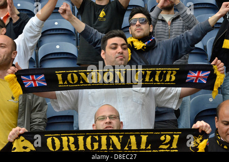 Fans de l'AEK Athènes lors d'une amicale de pré-saison v Preston North End Banque D'Images