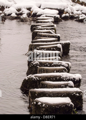 Pierres de gué à travers le fleuve Rothay près de Ambleside, Lake District, UK. Banque D'Images