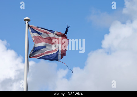 Union Jack drapeau en lambeaux Banque D'Images