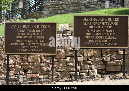 Calamity Jane et de Wild Bill Hickok graves Banque D'Images