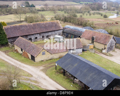 Une ancienne ferme à côté de Stokesay Castle près de Craven Arms, dans le sud du Shropshire. Banque D'Images